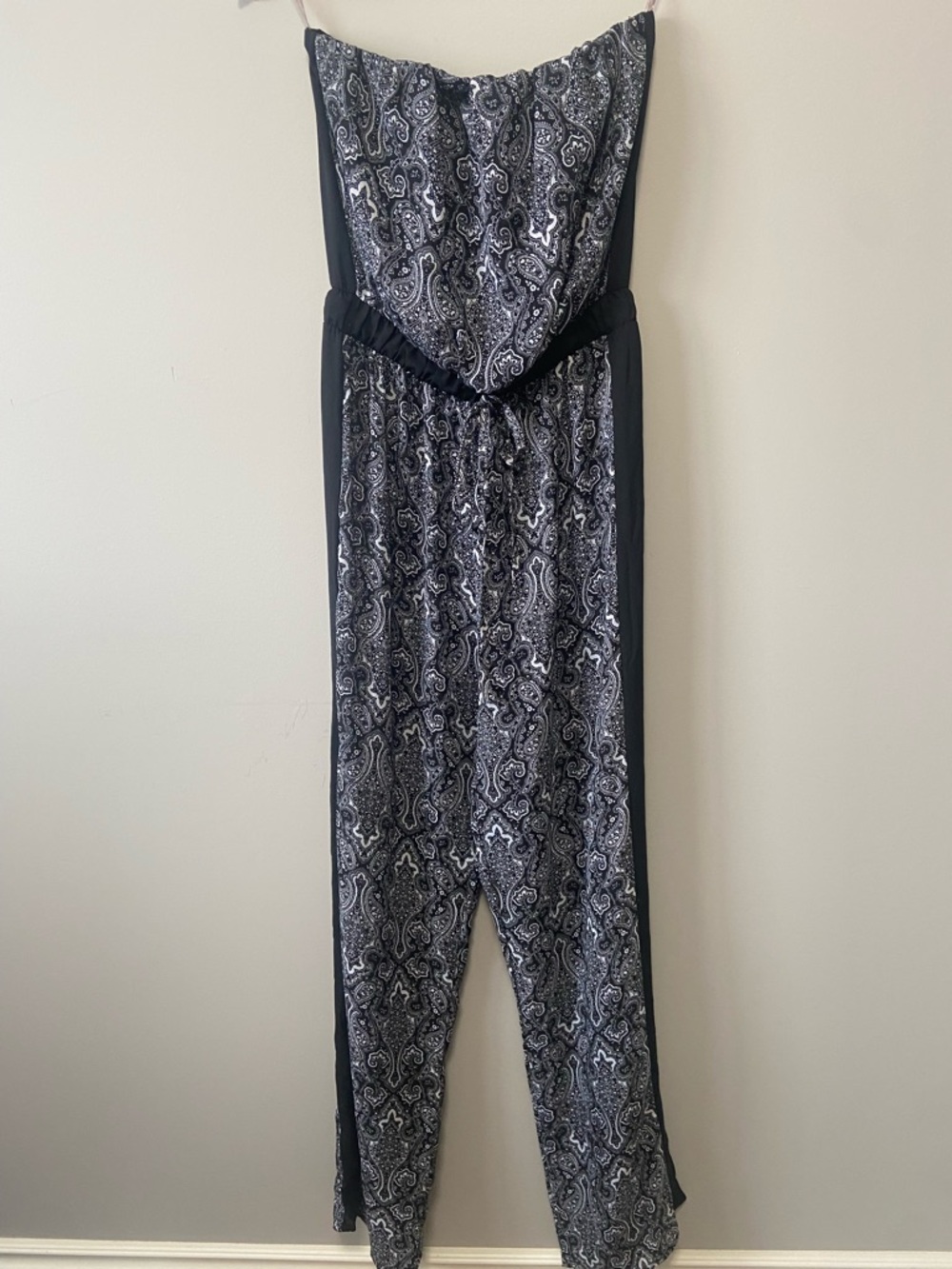 Diamante - Strapless Black Paisley Jumpsuit